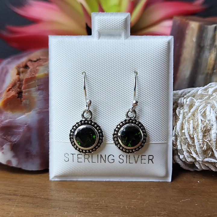 Chrome Diopside 925 Sterling Silver - Round Dangles