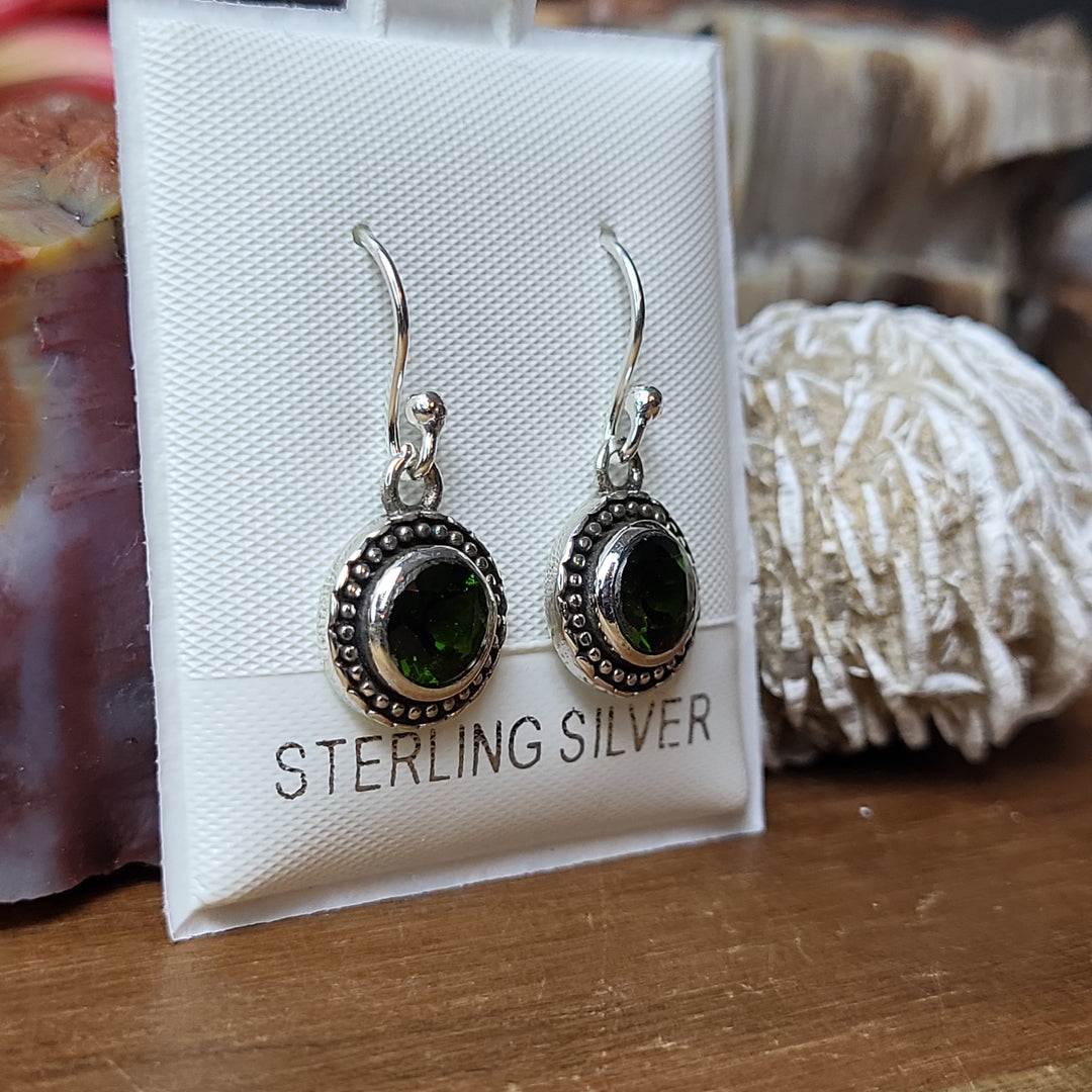 Chrome Diopside 925 Sterling Silver - Round Dangles