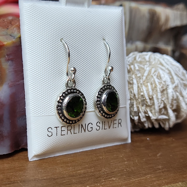 Chrome Diopside 925 Sterling Silver - Round Dangles