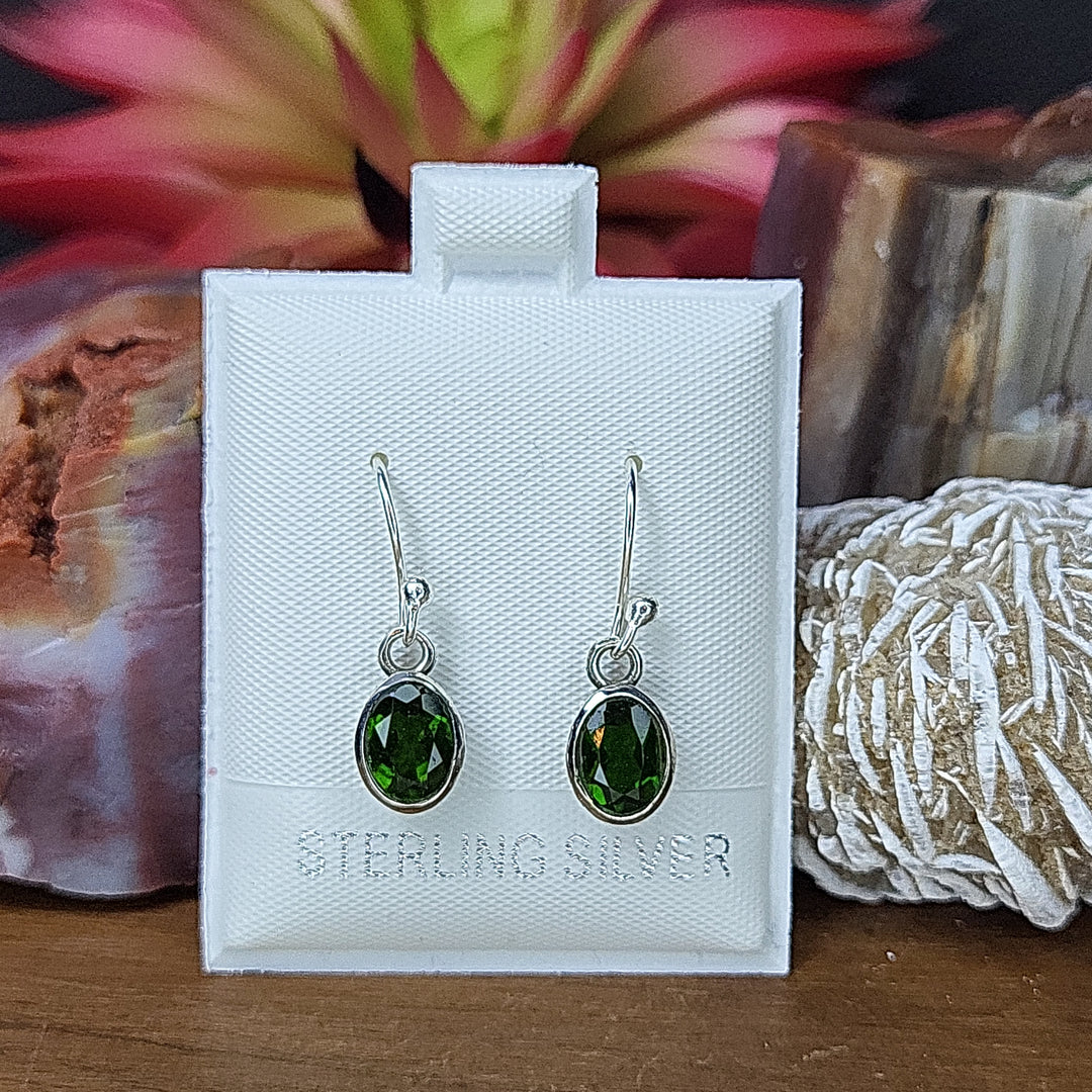 chrome Diopside 925 Sterling Silver - Oval Dangles