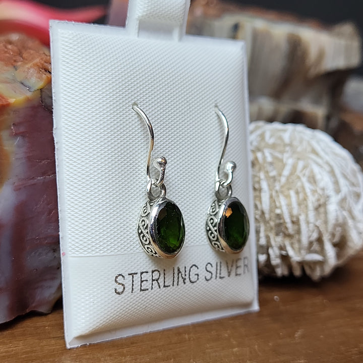 chrome Diopside 925 Sterling Silver - Oval Dangles