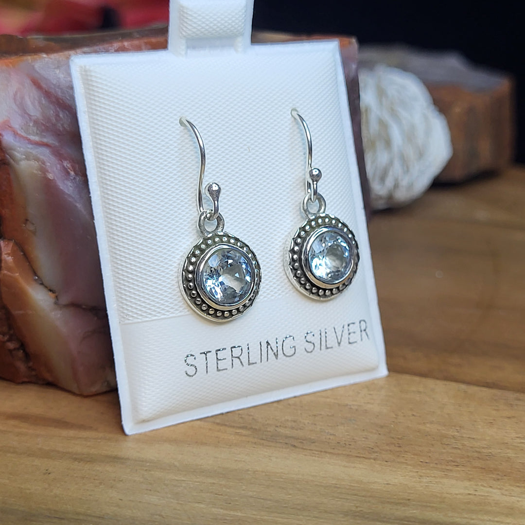 Aquamarine 925 Sterling Silver Circle Dangles