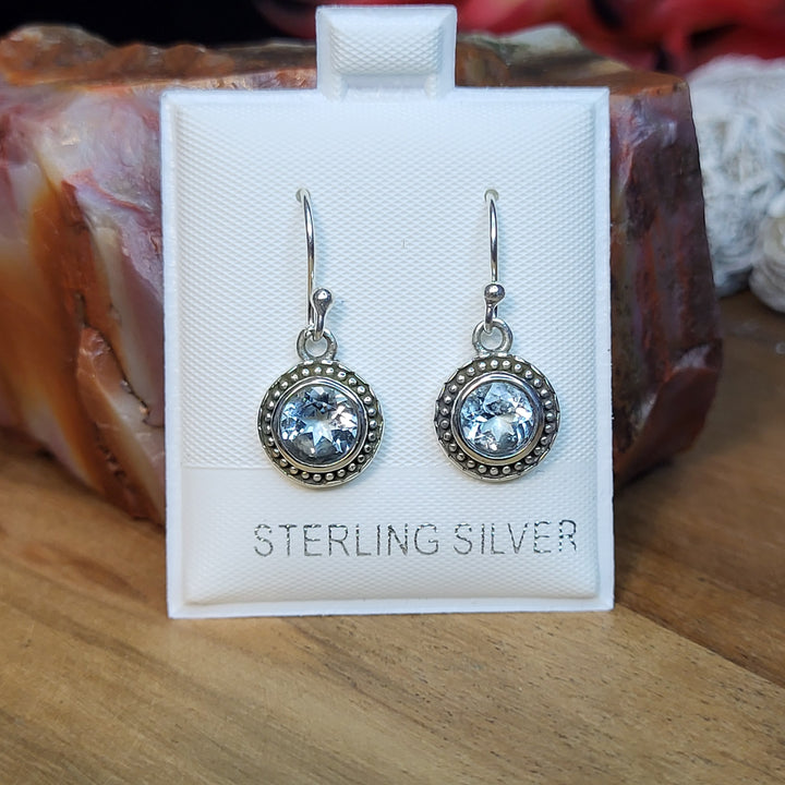 Aquamarine 925 Sterling Silver Circle Dangles