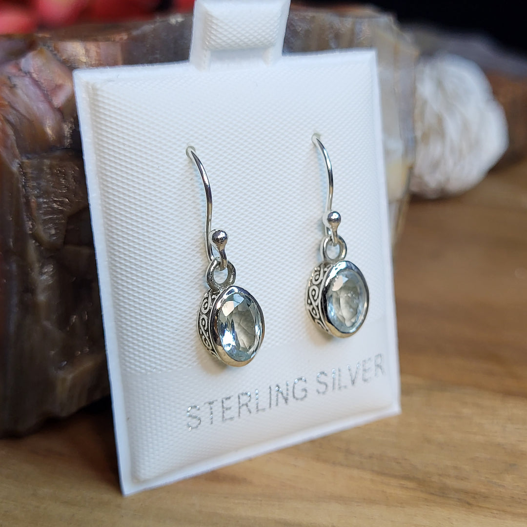 Aquamarine 925 Sterling Silver Oval Dangles