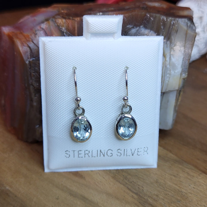 Aquamarine 925 Sterling Silver Oval Dangles