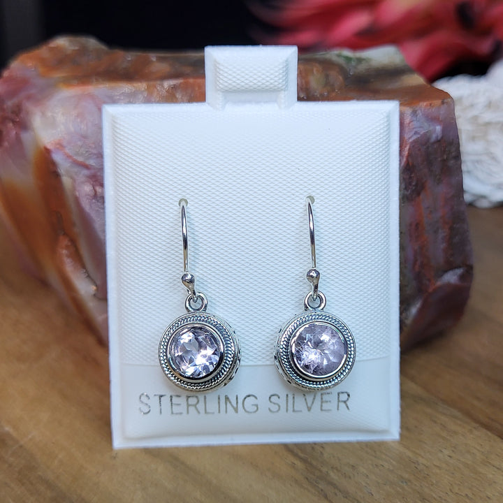 Morganite 925 Sterling Silver Circle Dangles