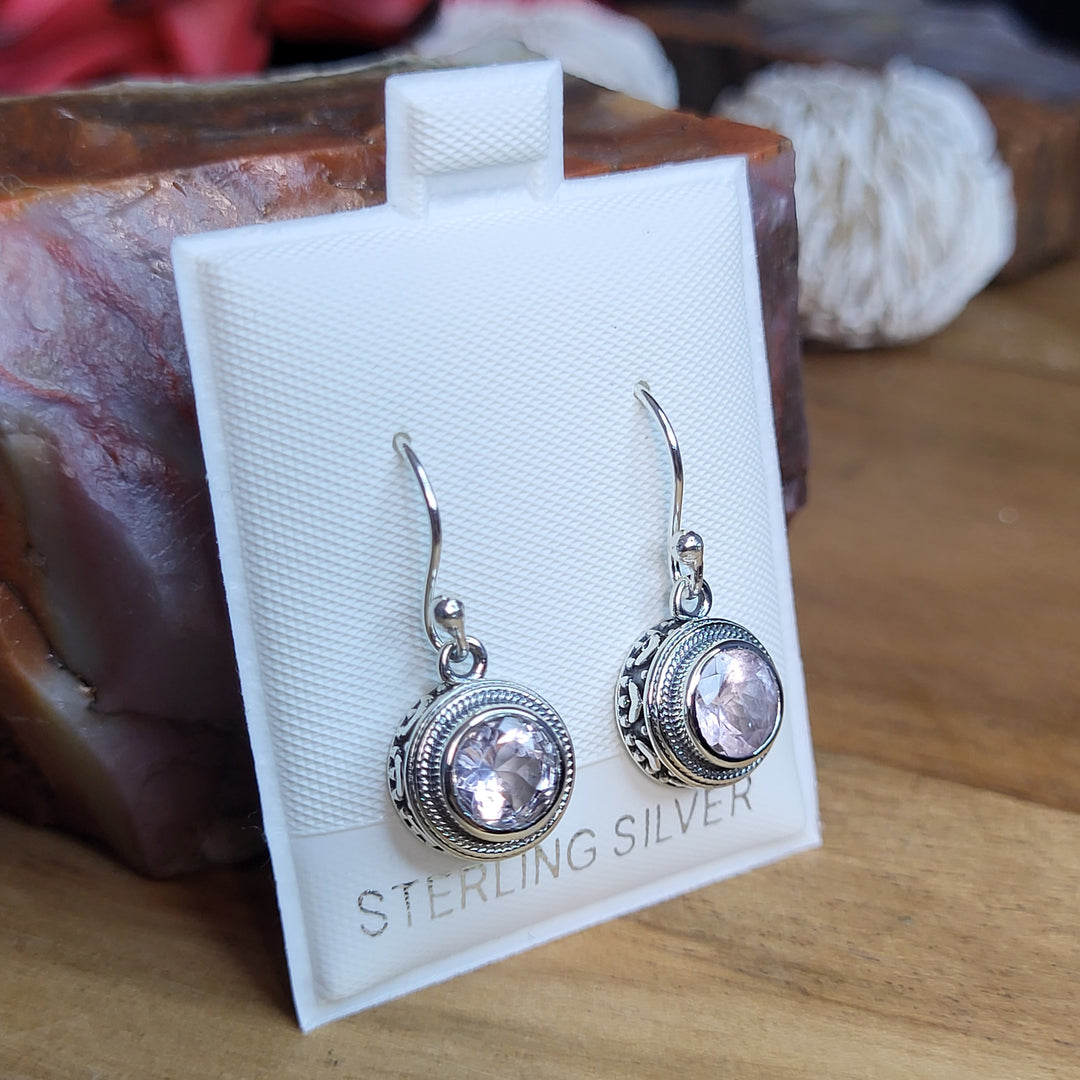 Morganite 925 Sterling Silver Circle Dangles