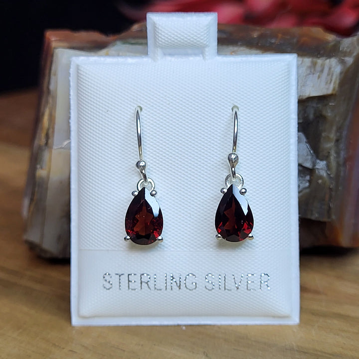 Garnet 925 Sterling Silver Teardrop Dangles