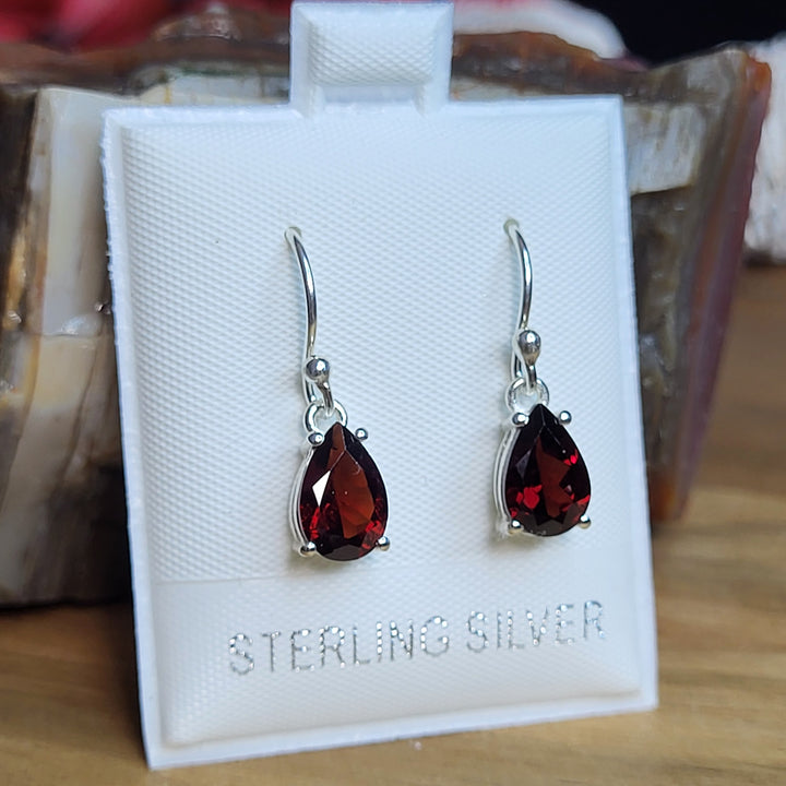 Garnet 925 Sterling Silver Teardrop Dangles