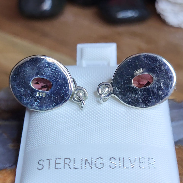 Garnet 925 Sterling Silver Southwest Oval Dangles