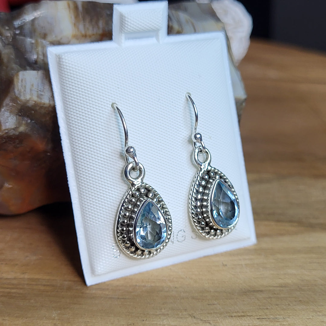 Topaz 925 Sterling Silver Southwest Teardrop Dangles