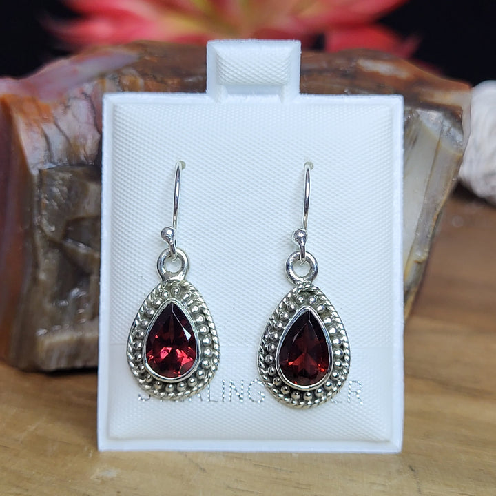 Garnet 925 Sterling Silver Southwest Teardrop Dangles