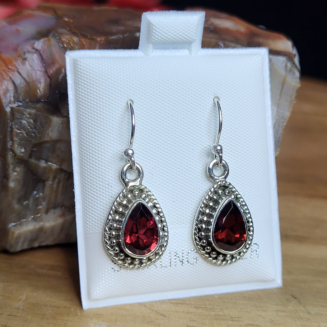 Garnet 925 Sterling Silver Southwest Teardrop Dangles