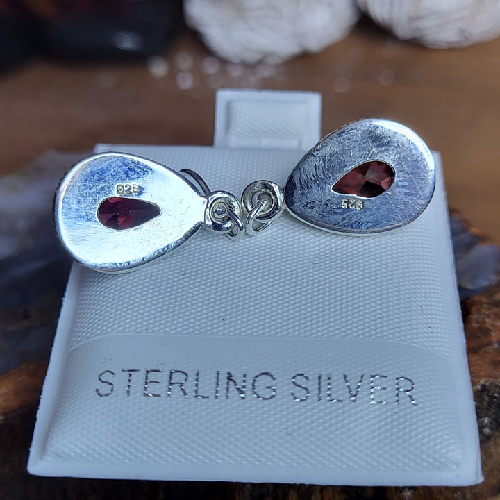 Garnet 925 Sterling Silver Southwest Teardrop Dangles