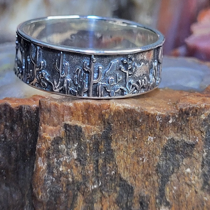 Southwest 925 sterling silver landscape band sizes 6-12