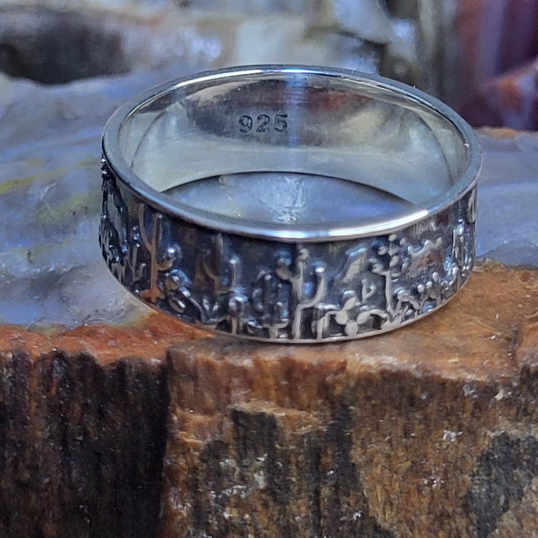 Southwest 925 sterling silver landscape band sizes 6-12