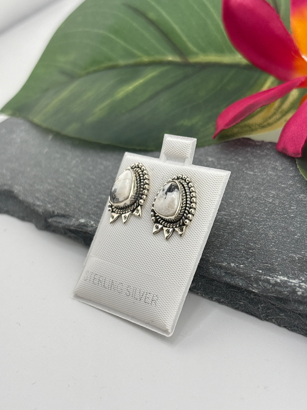 White Buffalo Stud Earrings