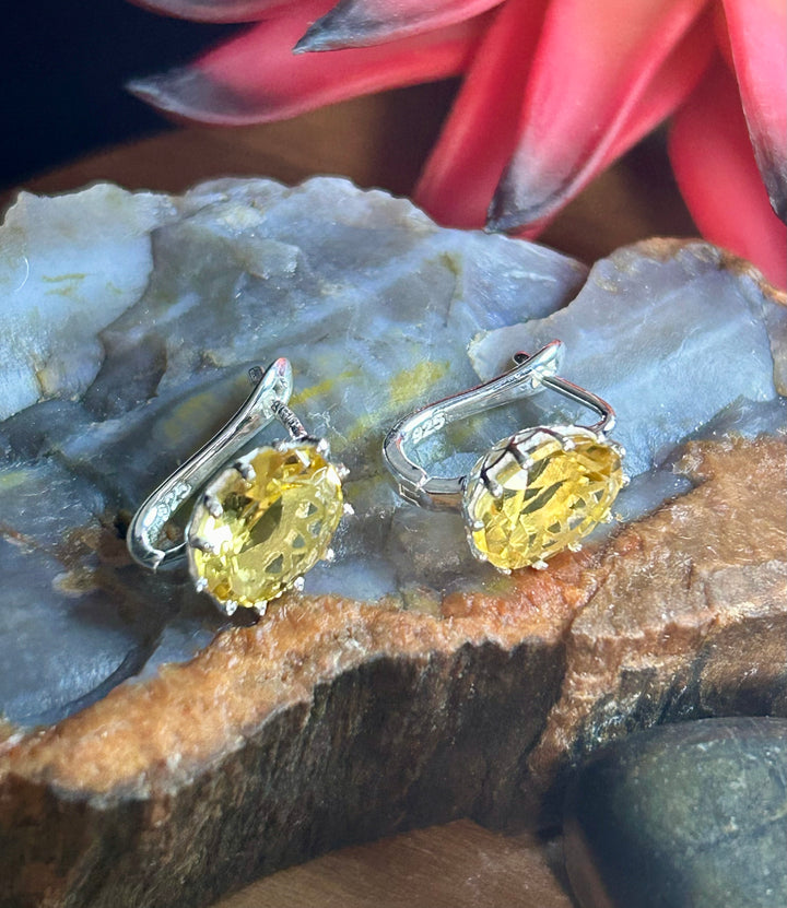 Citrine 925 sterling silver  lever back Earrings