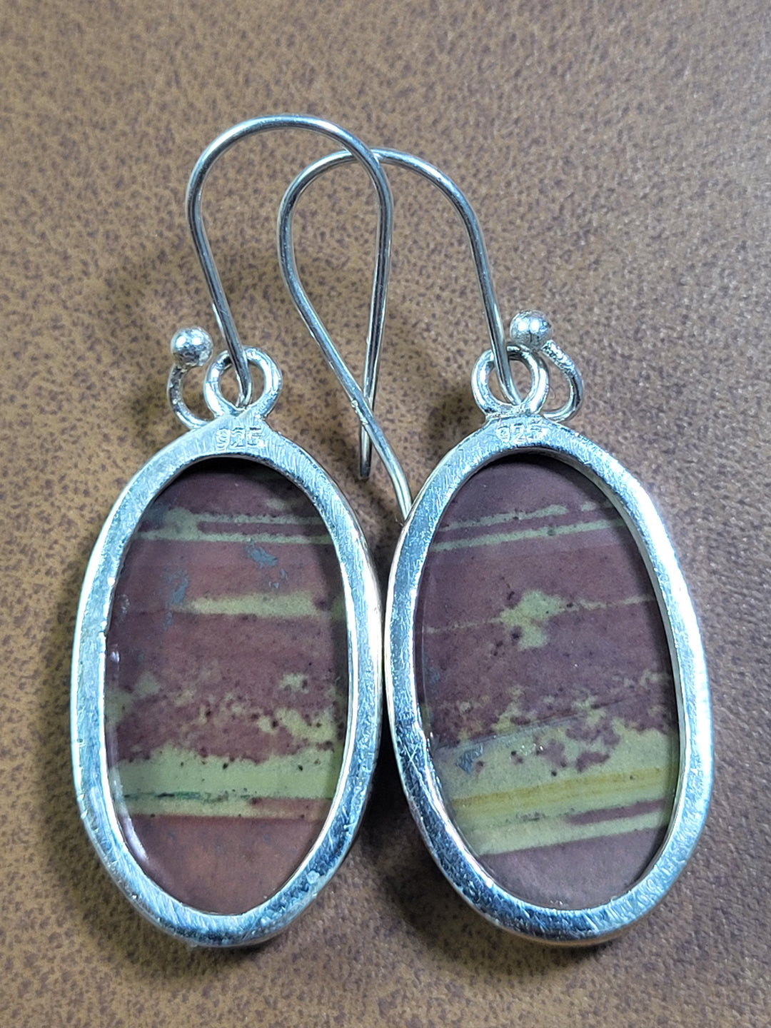 Natural Cherry Creek Jasper Dangles 925 Sterling Silver