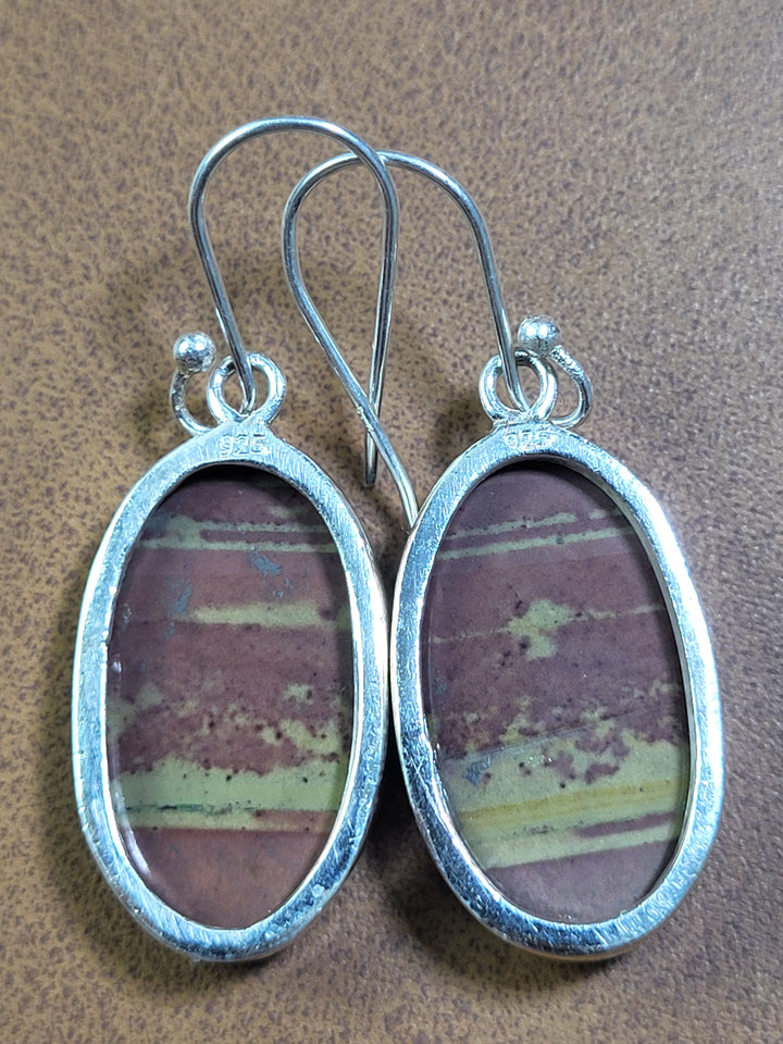 Natural Cherry Creek Jasper Dangles 925 Sterling Silver