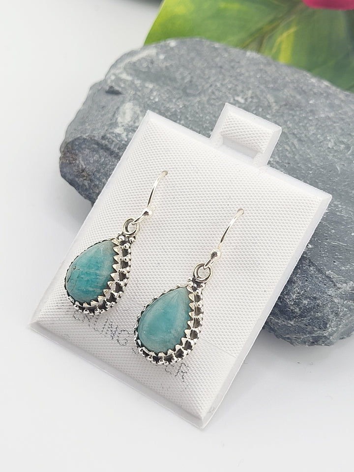 Amazonite Teardrop Dangle Earrings