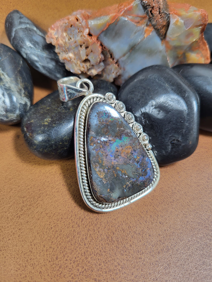 Boulder Opal Pendant 925 Sterling Silver