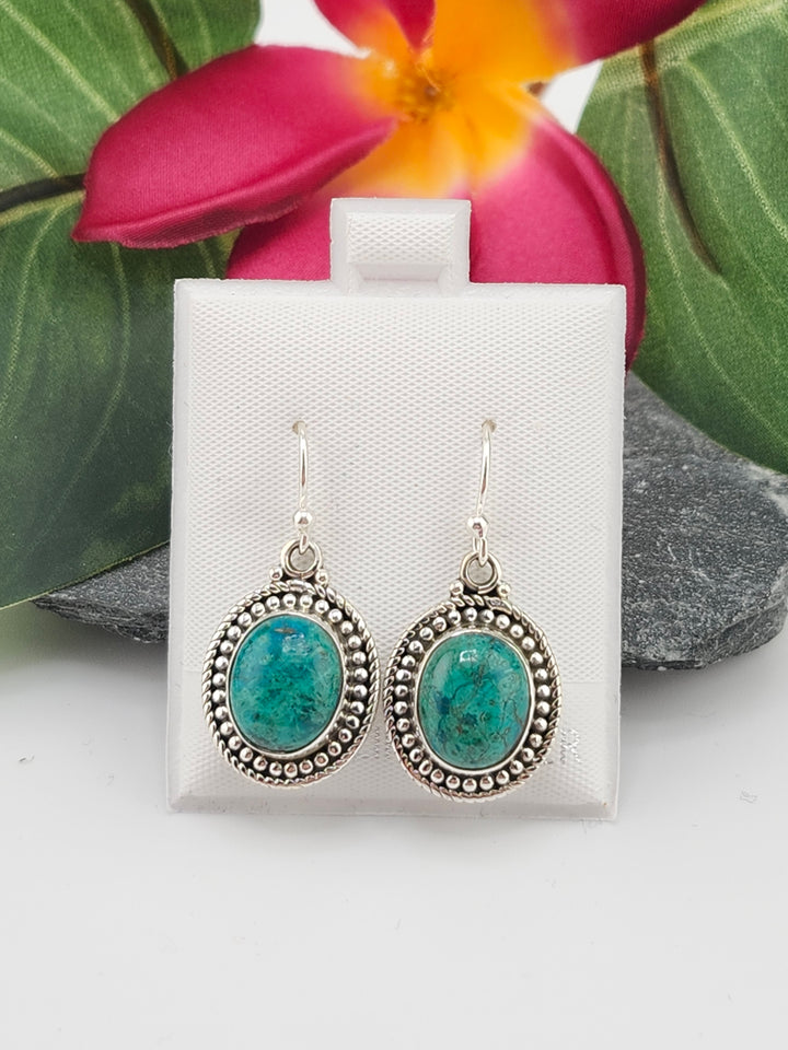 Chrysocolla Oval Dangle Earrings