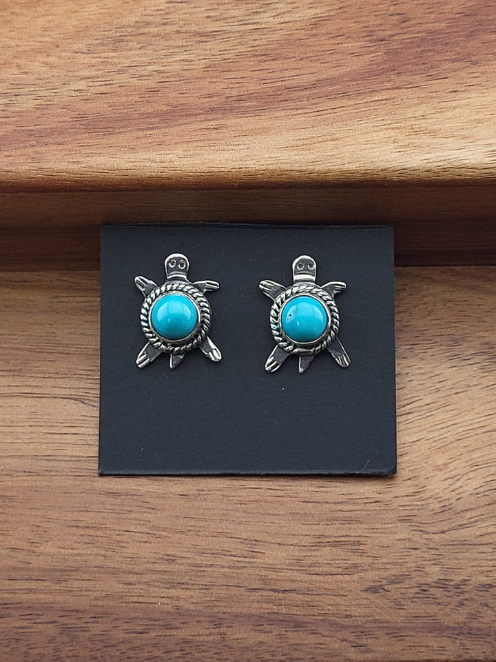 925 Sterling Silver Turquoise Turtle Post back Earrings