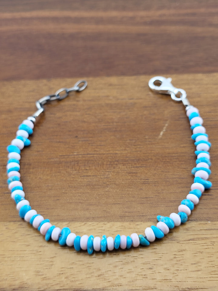 925 Sterling Silver 6 inch + 1 inch Extension Turquoise & Queen Bracelet