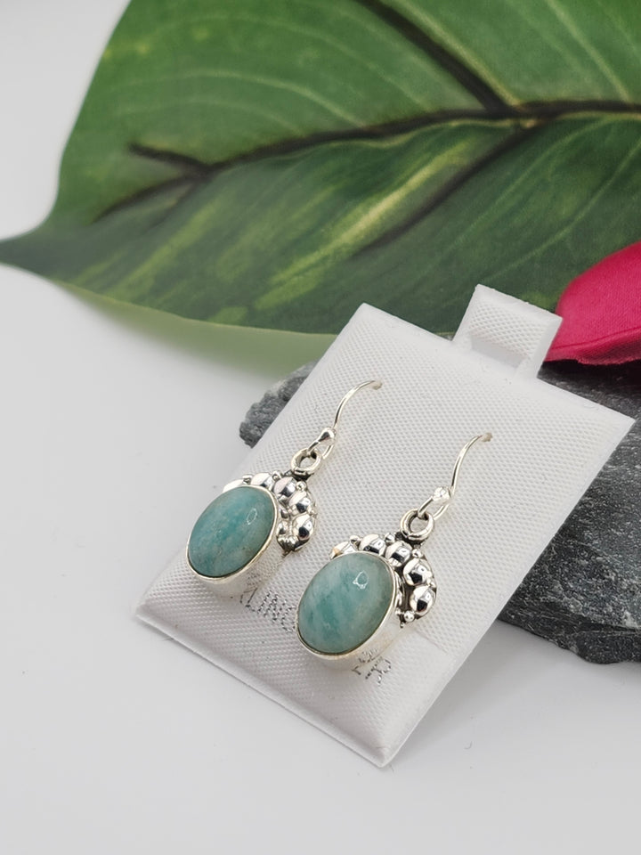 Amazonite Oval Dangle Earrings