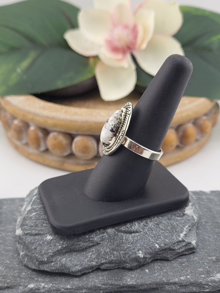 White Buffalo Teardrop Ring