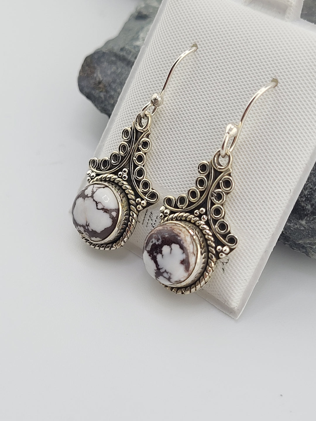 White Buffalo Dangle Earrings