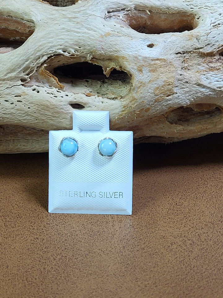 Natural Dominican Larimar Studs 925 Sterling Silver