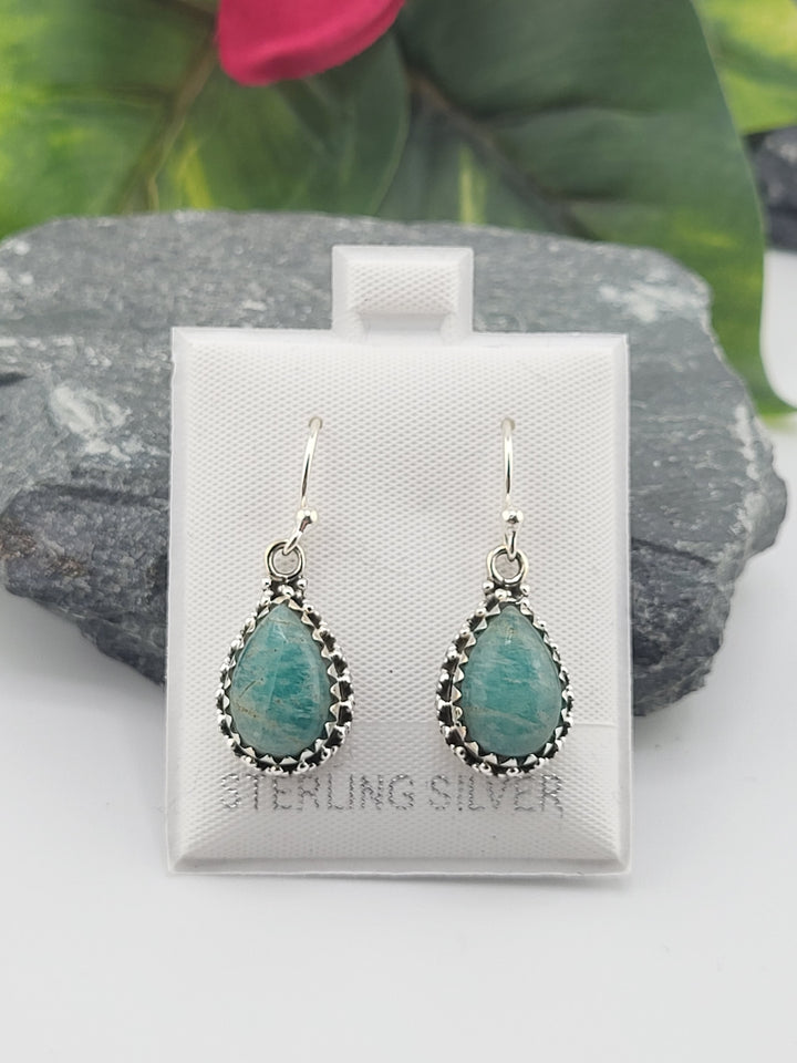 Amazonite Teardrop Dangle Earrings