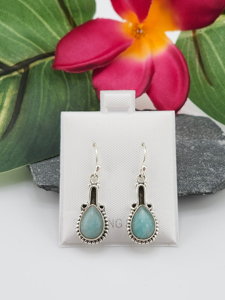 Amazonite Teardrop Dangle Earrings