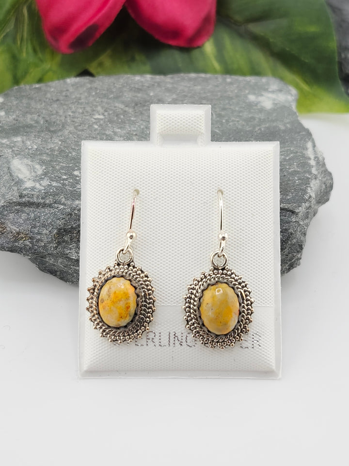 Bumblebee Jasper Oval Dangle Earrings