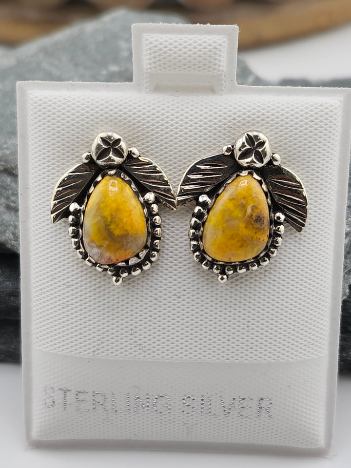 Bumblebee Jasper PostBack Earrings