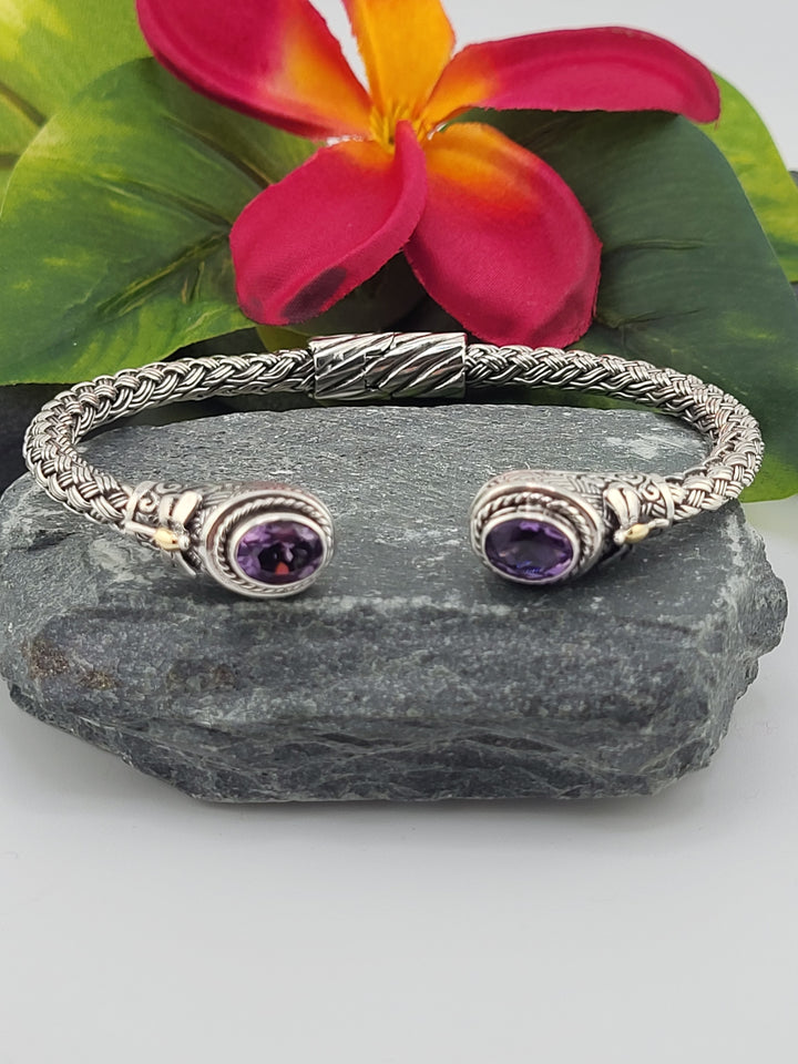 Amethyst & 18k Gold Accented Cuff