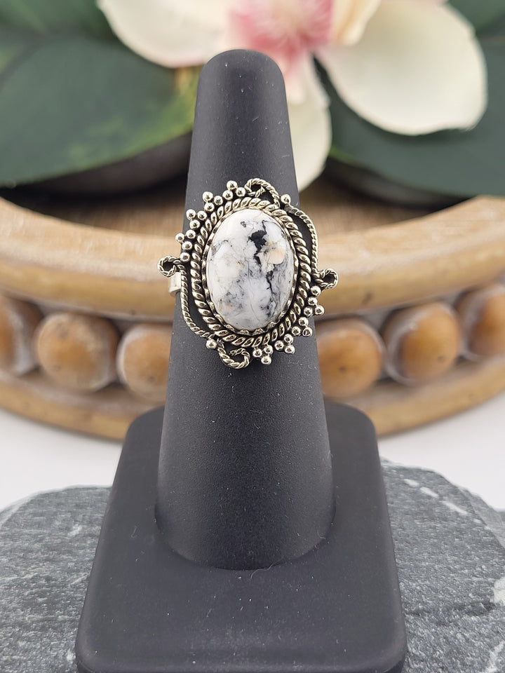 White Buffalo Oval Ring