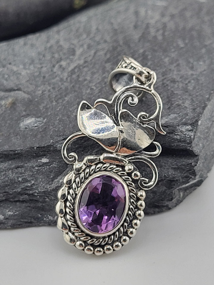 Amethyst Leaf Pendant