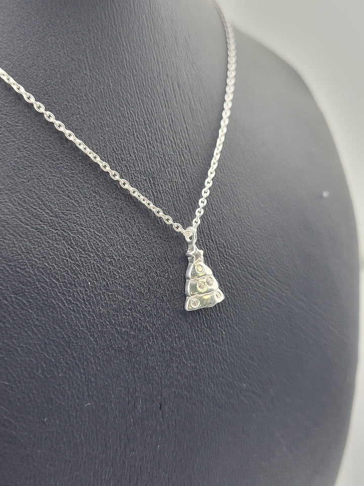 CZ Christmas Tree Pendant with 16" Chain