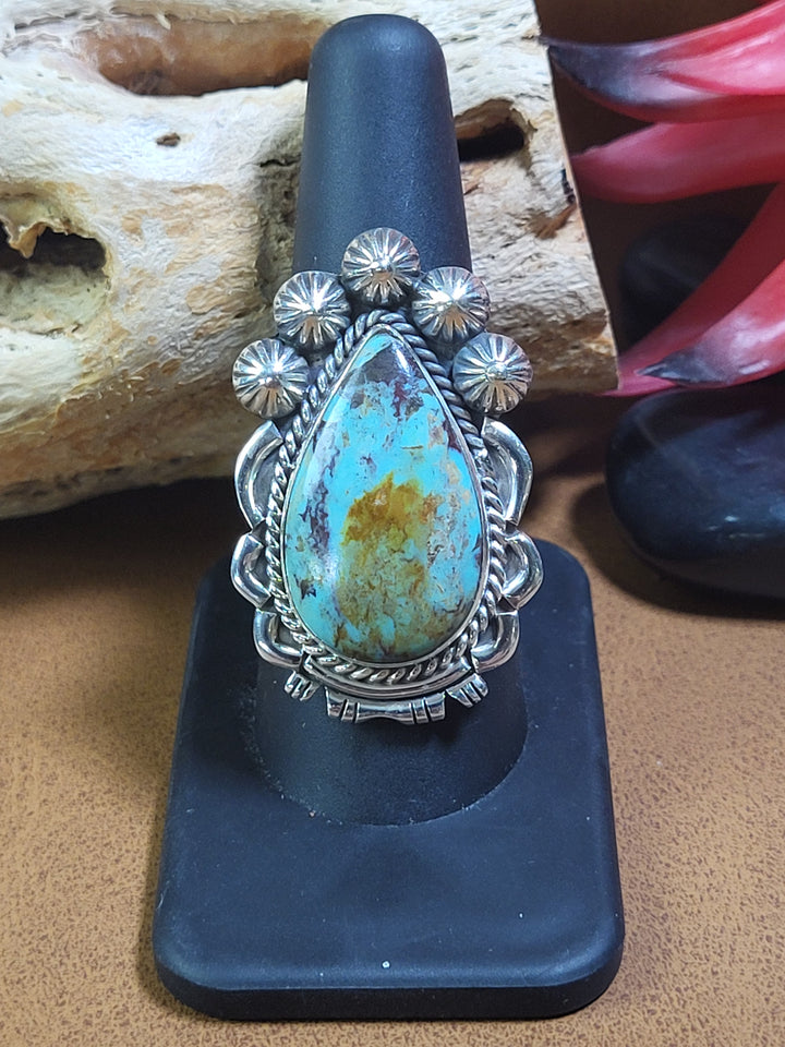 Natural Kingman Turquoise Ring 925 Sterling Silver