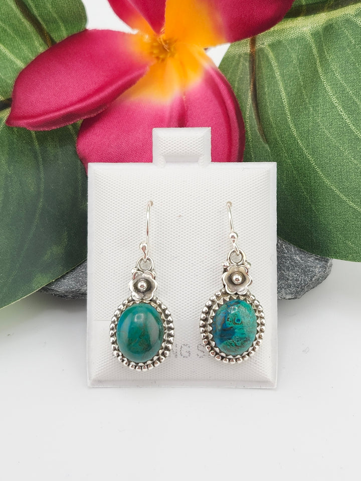 Chrysocolla Oval Dangle Earrings