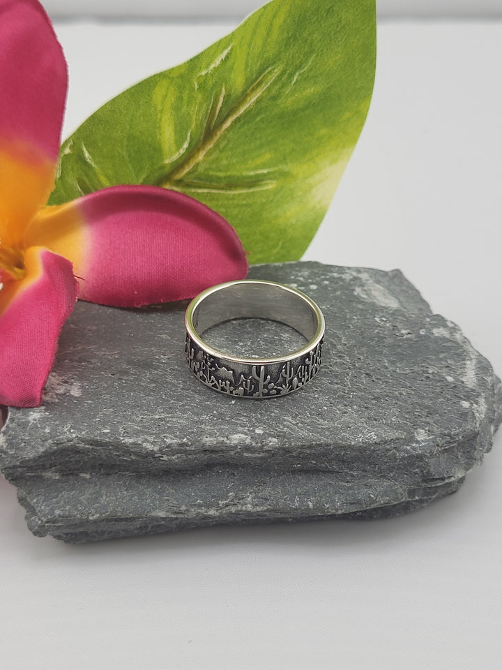 Silver Desert Scene Ring