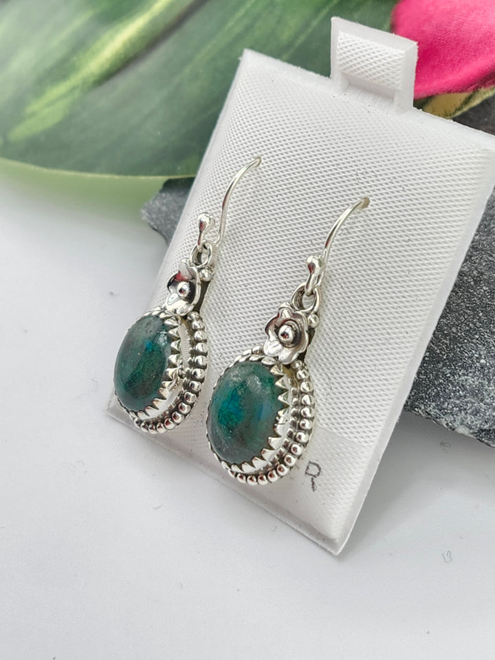 Chrysocolla Oval Dangle Earrings