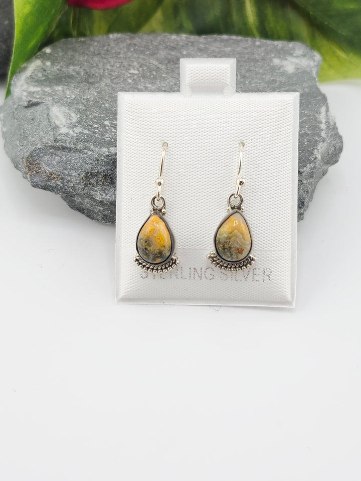 Bumblebee Jasper Teardrop Dangle Earrings