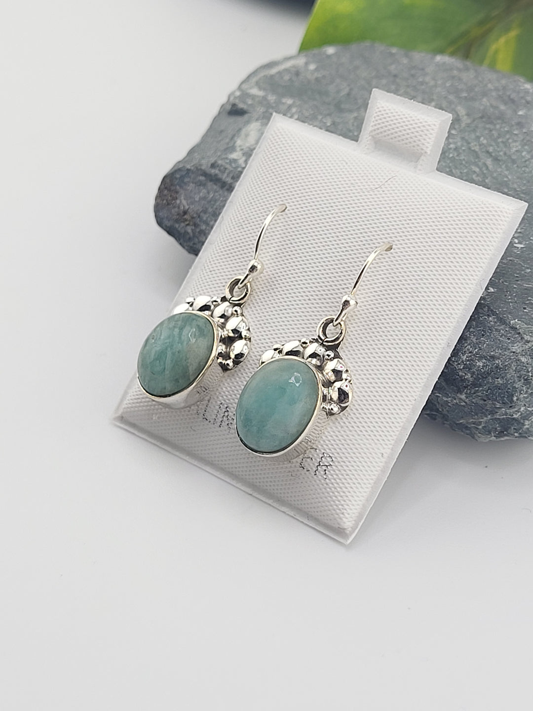 Amazonite Oval Dangle Earrings