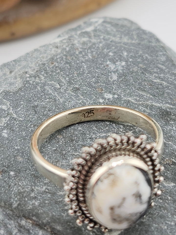 White Buffalo Round Ring