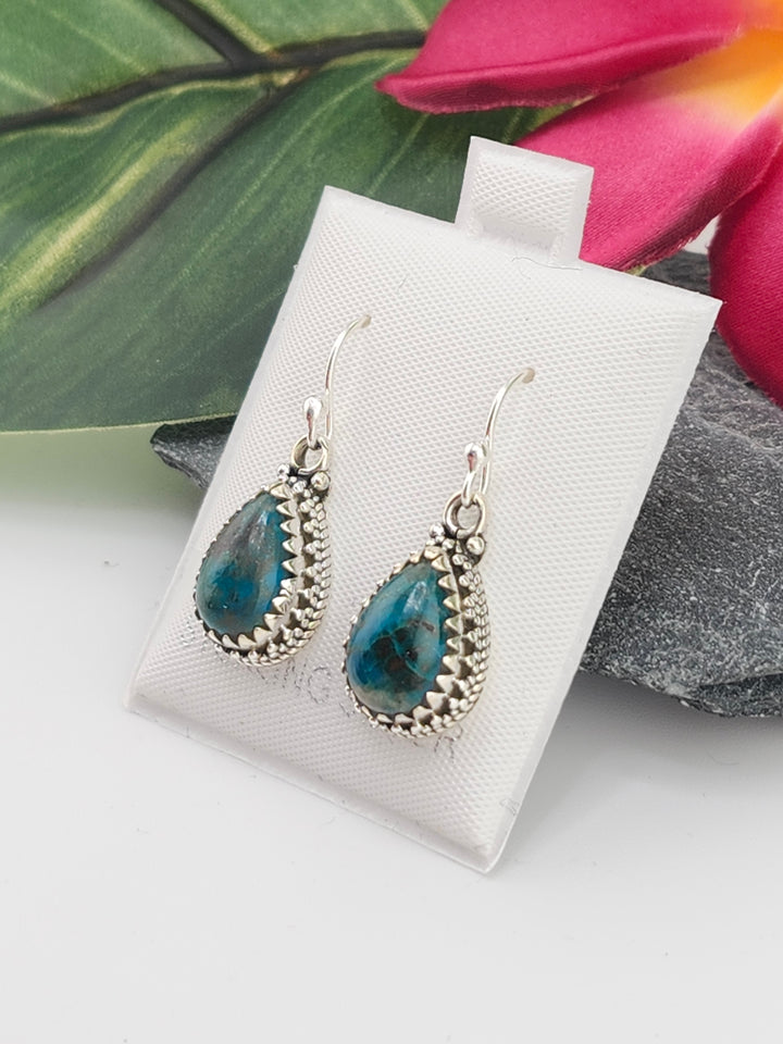 Chrysocolla Teardrop Dangle Earrings