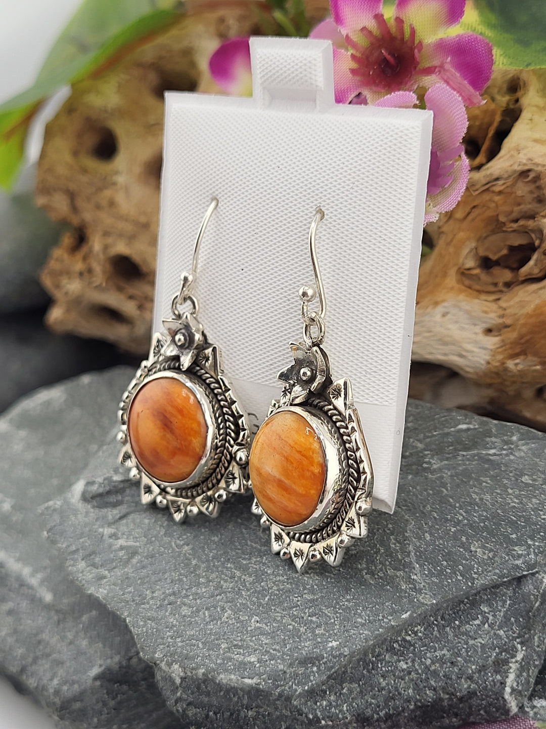 Spiny Oyster Dangle Earrings